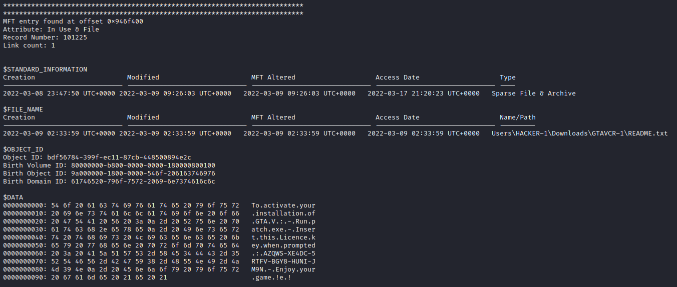 README.txt MFT record