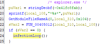 An infection loop that tries to infect new processes